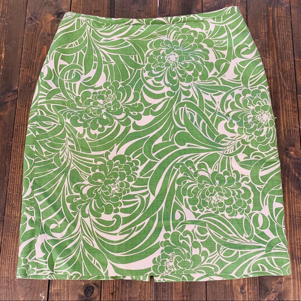 Ann Taylor LOFT Green Silk Pencil Skirt